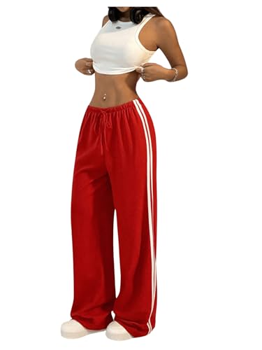 SHENHE Women's Wide Leg Loose Sweatpants Low Rise Y2k Drawstring Workout Sports Pants