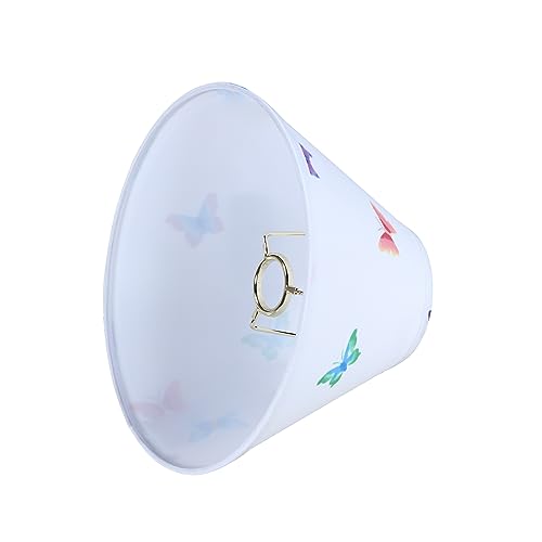 Image of Aspen Creative 56036, Hardback Empire Transitional UNO Lamp Shade, White with Butterfly and Floral Desing, 4 inch Top x 10 inch Bottom x 7 inch Slant, Slip UNO 33mm