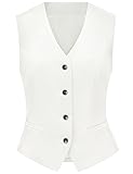 CFRTMTBB Suit Vest for Women V Neck Button Down Sleeveless Business Casual Vest Tops Waistcoat Blazer Dressy Vests (White,M)