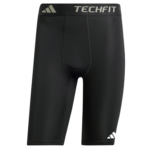 adidas Men's TECHFIT COMPRESSION TRAINING SHORT TIGHT, Black, L