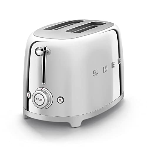 Smeg TSF01SSUK 2 Slice Toaster Extra Wide Slots 3 Pre-Set Options 950W Stainless Steel