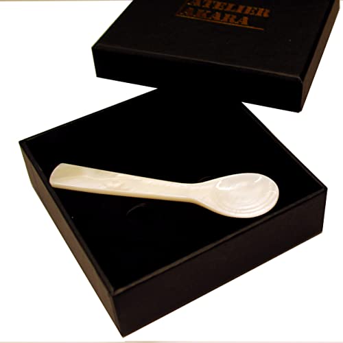 Kaviarlöffel aus echtem Perlmutt in Geschenkschachtel, 11 cm groß - auch für Eier, Joghurt, Marmelade etc. Perlmuttlöffel, Eierlöffel Cover