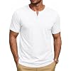 Runcati Herren T-Shirt Sommer Kurzarm Henley Shirt Männer V-Ausschnitt Einfarbig Oberteile Lässige Tops Leicht Basic Tshirts mit Knopfleiste