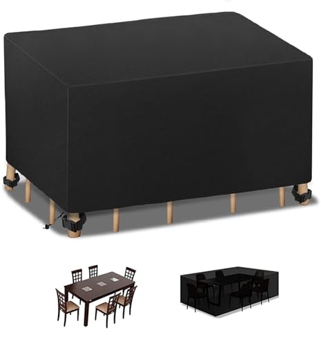 屋外用防水パティオ家具カバー ガーデンテーブル用 150x140x95cm 紫外線防止 引き裂き防止 420Dオックスフォード 屋外/ラタン長方形テーブルに最適