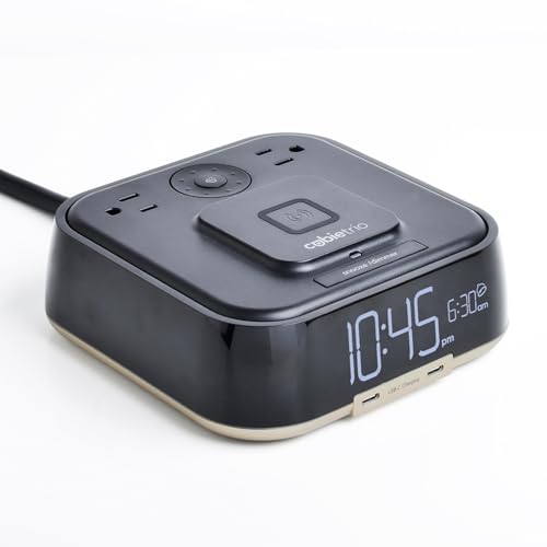 CubieTrio - Magnetic Wireless Charging Alarm Clock with Outlets and