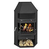 EIDER BIOMASA – Estufa de Leña LINAM Esquina – 10,6 kW – Esquinera Compacta 121x53x68 cm – Calienta hasta 170 m³ – para Troncos Grandes – Clase A – Diseño Angular y Estética Moderna