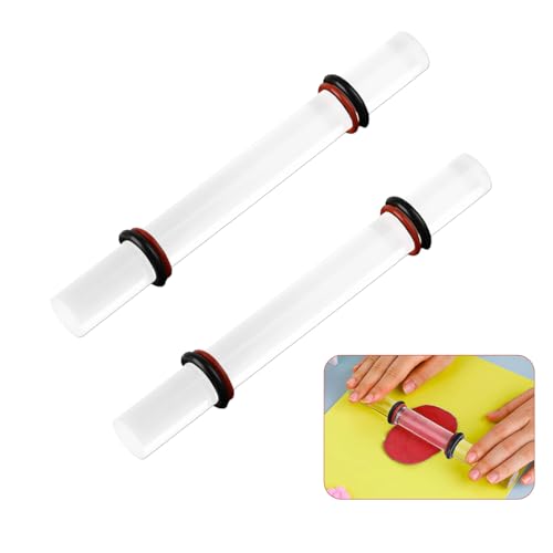 Lot de 2 rouleaux en argile polymère, outils en argile polymère, rouleau à pâtisserie pour argile, rouleaux en acrylique transparent, rouleau à...