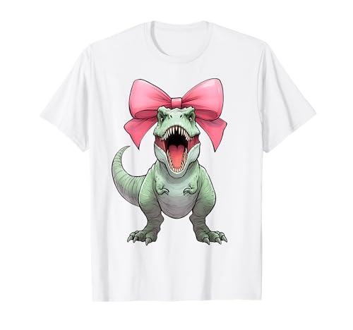 Coquette Bow T-Rex Dinosaur Tyrannosaurus Rex Ribbon Mom Camiseta