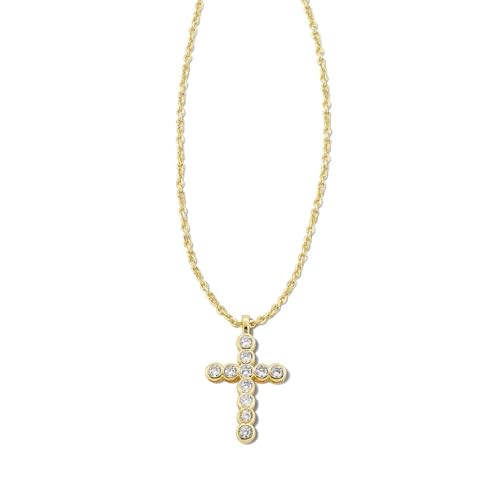 Kendra Scott Cross Crystal Pendant Necklace, 14k Gold Plated Brass,