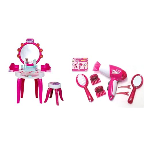 Salón de Belleza Barbie Theo Klein 5328 con tocador giratorio y maletín de peluquería 5790