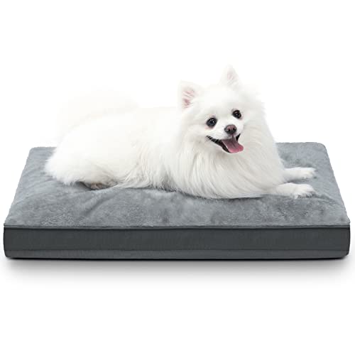 Dog Crate Bed Waterproof Deluxe Plush Dog Beds With Removable Washable Cover Anti-Slip Bottom Pet Sleeping Mattress For Large, Medium, Jumbo, Small Dogs, 29 X 18 Inch, Gray #TOP14