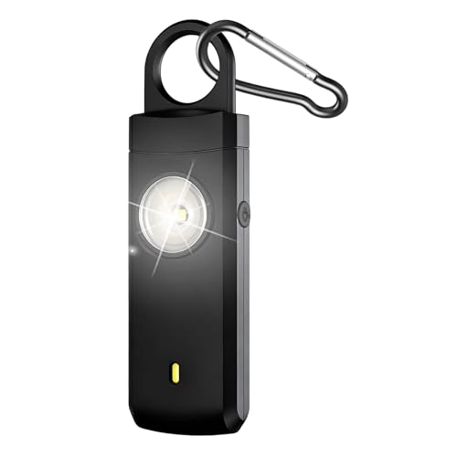 Huvqianu - Alarma personal, 130 dB fuerte recargable tipo C equipo - alarma de autodefensa - para niñas correr al aire viaje camping hotel
