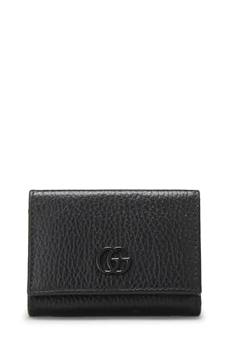 Gucci, Pre-loved Black Leather GG Marmont Compact Wallet, Black