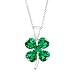 Shamrock Clover Pendant Necklace with Green Cubic Zirconia in Sterling Silver