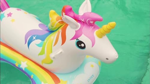 Image of Ride-On Air Inflatable Swimming Pool Float| Children Safety Rider Tube Float for Water Fun |Floater Raft Lounger Pool Mattress for Kids & Adults with Handles (Age 3+) (Magical Unicorn)