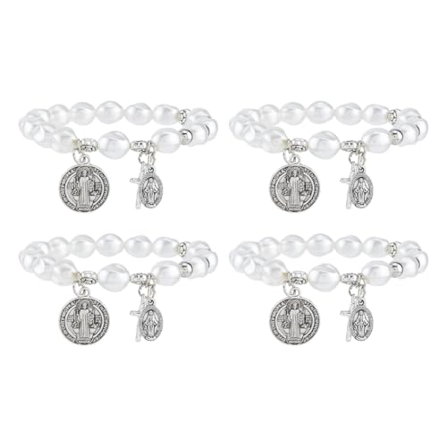 Chapelet catholique femme bracelet perles Saint Benoît et croix baroque