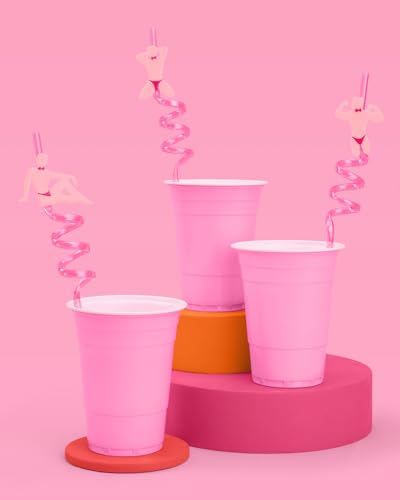 Set de 12 pitillos reutilizables color rosa miniatura 2