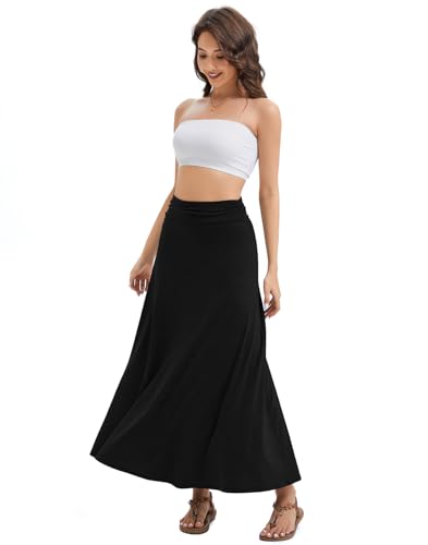 Women's Convertible High Waisted Maxi Skirt, Tummy Control & Non-Slip Elastic Waist, Flowy Flare Casual to Dressy4