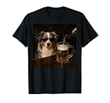Australian Shepherd Drinking Beer Funny Dog Meme T-Shirt