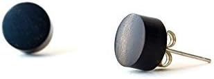 Black stud earrings, ebony wood earrings, stud earrings, men's earrings, silver 925, natural wood earrings, post earrings
