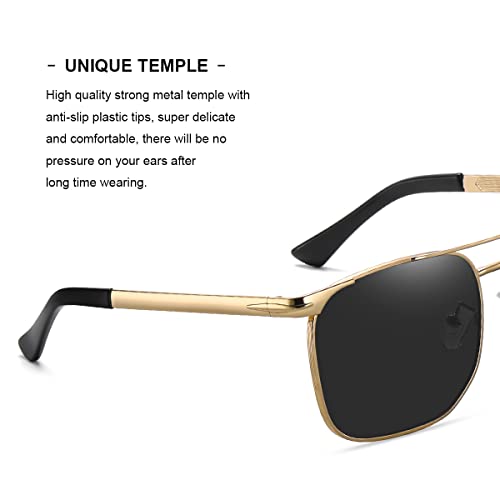 Gleyemor Fashion Sunglasses For Men Stylish Retro Square Shades Uv400 Protection (Gold/Grey) #TOP2