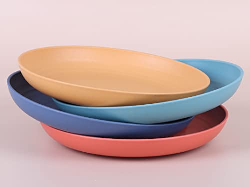 Luckyzone 7.8 Inches Unbreakable Wheat Straw Plates - Lightweight & Reusable Plate Sets Of 4 For Kitchen Dishes - Dishwasher & Microwave Safe - Healthy, Bpa Free & Eco-Friendly (4 Color) #TOP6
