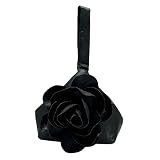 Gripit Floral Clutch Purse for Women Rose Wristlet Handbag Party Evening Bag Wedding Shoulder Bags (Black)
