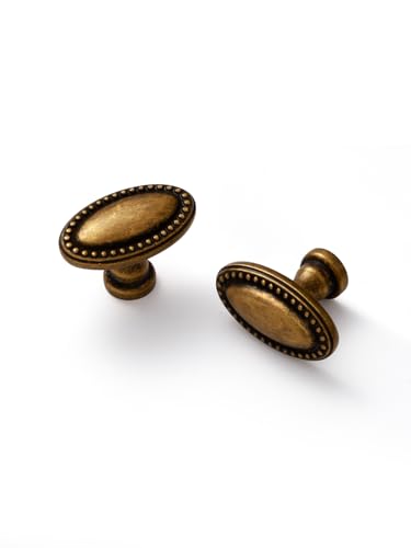 JIASENBAO 5 Pack Antique Brass Cabinet Knobs Vintage Drawer Pulls