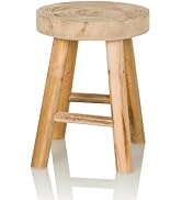 HJH LIVING Kruk van massief hout Rustiko W Stabiele houten kruk kruk in Scandinavische look, bloemen...