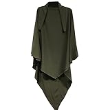 Khimar for Muslim Women: Ramadan Eid Prayer Hijab for Women Garment Long Head Scarf Wrap Scarves Solid Abaya Jilbab Dubai Burkas Islam Niqab Full Cover Shawl Cap Turbans Headscarf Army Green