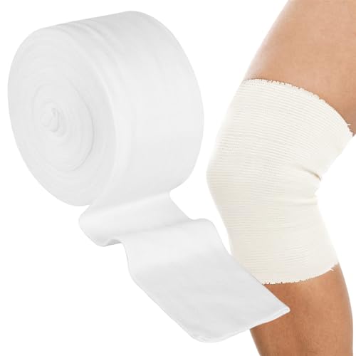 Tubular Elastic Bandage Size D Support Bandages Washable Reusable First Aid Gauze Dressing for Arms Lower Legs Sports 7.5CM x 8M