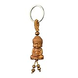 FAZOVIN Feng Shui Rulai Buddha Keychain Amulet Hand Carving Buddha Statue Vehicle Keys' Lucky Ring