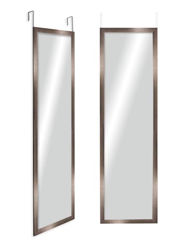 CHELY INTERMARKET MOD19300 Espejo De Puerta Cuerpo Entero Marrón Plata Estilo Moderno Minimalista 30x120cm Ideal para Vestidor Entrada Diseño Vertical con Kit De Colgar Montaje Fácil Madera Ingenieria