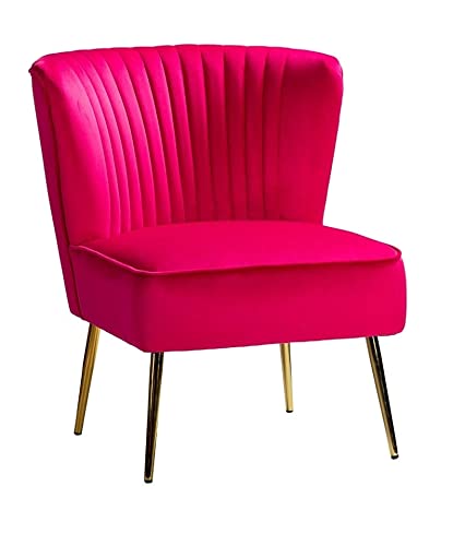 LIFESTYLE GOODS FOREVER LSGF Morden Design Monix Channel Tufted Cushion Accent Chair Arm Chair Single Sofa Chair Sofa Set for Small Apartments, Living Room or Bedroom (1 Chair, Pink)