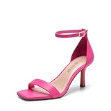 DREAM PAIRS Women's High Stilettos Open Square Toe Ankle Strap Heels Sexy Fashion Comfort Dress Shoes Wedding Bridal Pumps Heeled Sandals,Size 7,HOT Pink-PU,SDHS2427W