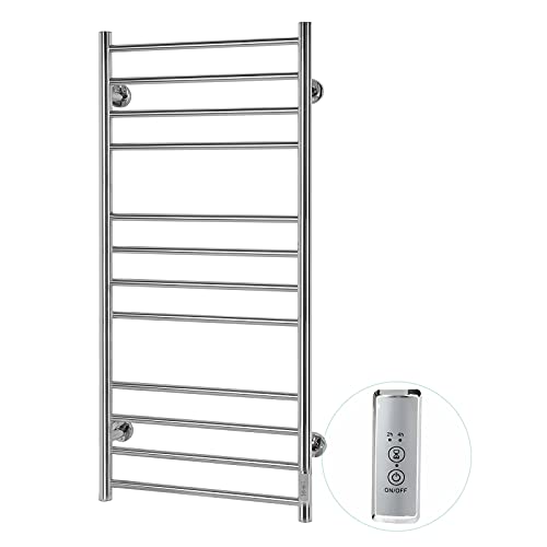 Horsmile Towel Warmer 12 Bar Hardwired Towel Dryer, Wall-Mounted Plug-in Bath Towel Heater for Bathroom, Mirror Polish
