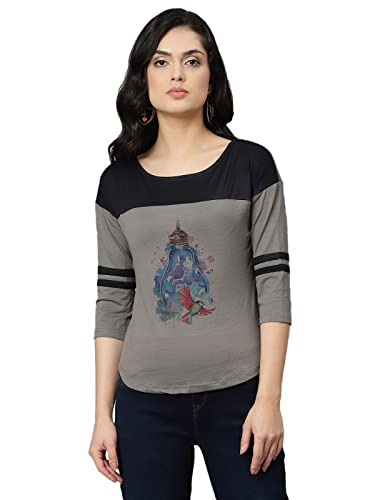 Image of OM SAI LATEST CREATION Women's New 3D Printed Lycra 3 /4 Sleeve Regular Fit Office wear,Casual wear Western Top