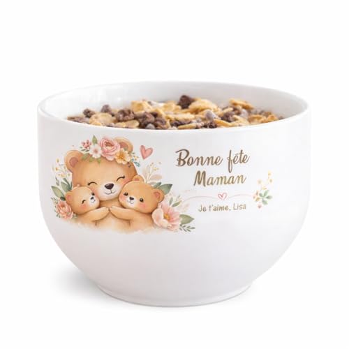 Générique Bol Cadeau Papa ou Maman – Bol Petit Déjeuner en Céramique 720 mL – Message Amusant – Idée Cadeau Fête des Mères, Fête des Pères,...