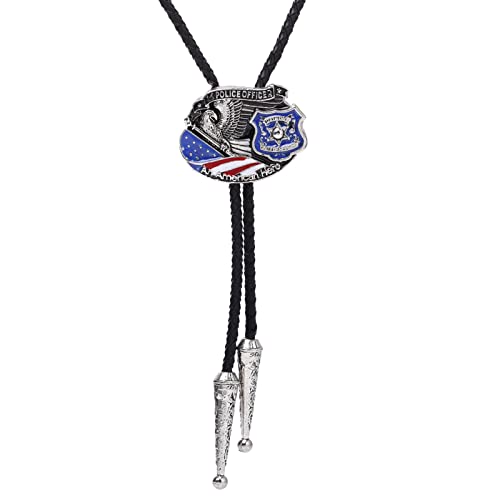 Cravate Bolo pour Homme en cuir tressé et pendentif aigle américain vintage