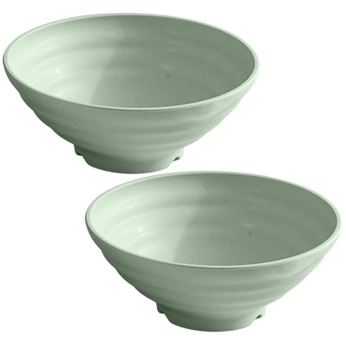 Image of Wheat Straw Salad Bowls Set (900ml) - Large Microwave Safe, Unbreakable & Stackable Bowls for Salad, Pasta, Soup, Ramen - BPA-Free, Eco-Friendly, Lightweight Serving Bowls for Kitchen (2, Green)