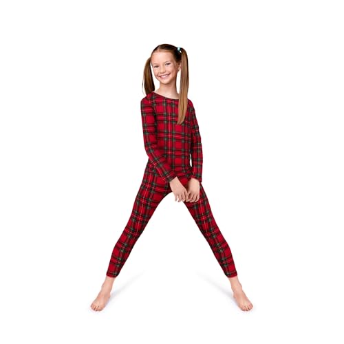 Rocky Thermal Underwear Kids Girls Thermal Underwear Set Long Johns kid Thermals Kid Base Layer kids thermals top bottom set Winter Clothes Shirt Pants Ski/Extreme Cold (Red Plaid, S, Heavy)