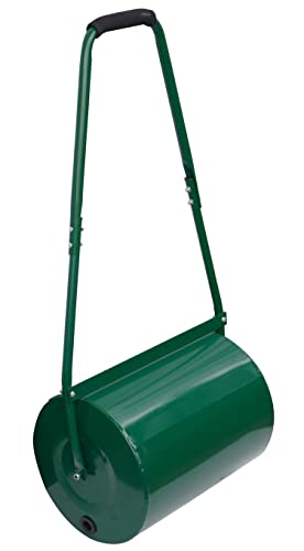 30L/38L/46L Heavy Duty Garden Grass Lawn Roller - Large Water or Sand Filled Drum Galvanized Steel Construction Scraper Bar & Collapsible Handle for Levelling Uneven Ground - Green (30 Liter)