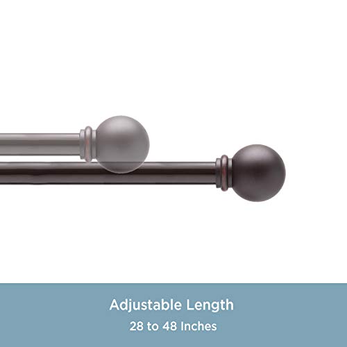 Kenney Chelsea 5/8" Standard Decorative Window Curtain Rod, 28-48", Weathered Brown #TOP1