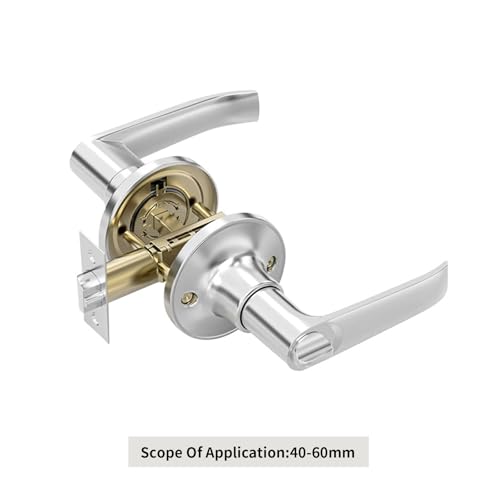 ALNKDH Door Handles Set,Bedroom Door Handle with Lock,150×120mm(Silver-1Pcs, 40-60mm)