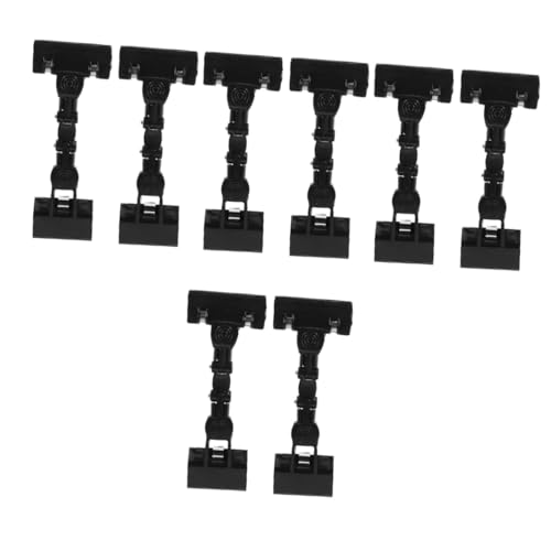 Porte-étiquette de vente au détail en fer noir avec pince rotative réglable | Lot de 8 pièces