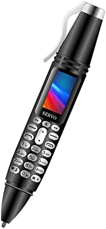 Pen Mini Cell Phone Bluetooth Dialer 0.96" Tiny Screen Mobile Phone Support GSM Dual SIM Max 32G TF Card with Camera Flashlight Radio Music Player Rechargeable (Black)