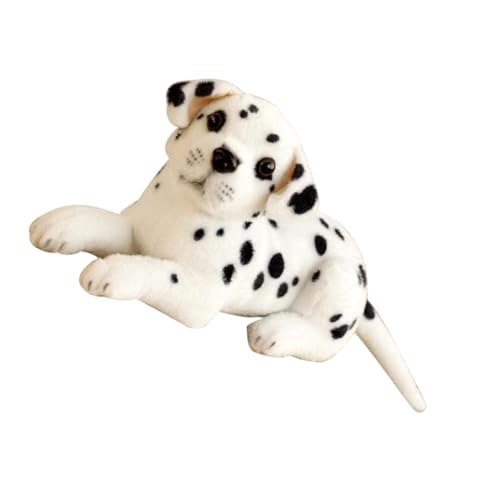 Abaodam Juguete de Peluche para Perro de Felpa Suave, Tamaño Compacto, Color Claro con Manchas Negras, Muñeco de Animal de Peluche Niñas, Decoración para Dormitorio, Obsequio Infantil