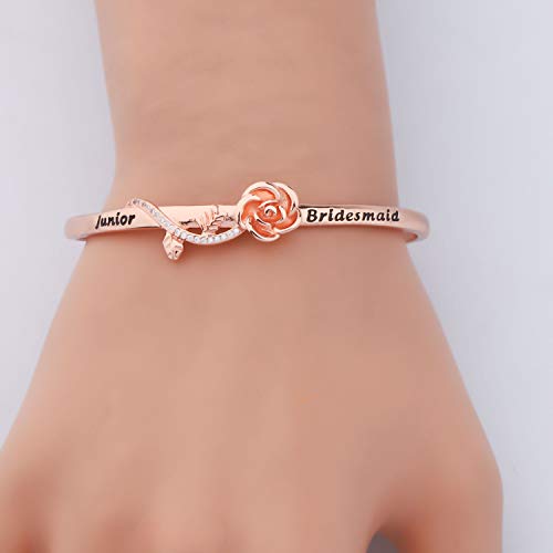 CENWA Junior Bridesmaid Bracelet Junior Bridesmaid Gift Bridesmaid Proposal Gift Junior Bridesmaid Rose Flower Cuff Bracelet4