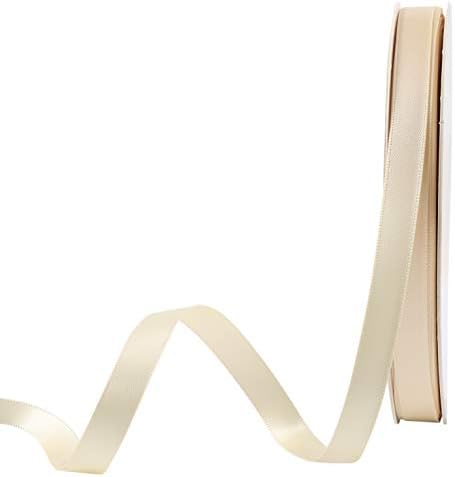 HANGPENG Double Sided Solid Polyester Ribbon 3/8”Inch x 50 Yards Fabric Ribbon for Gift Wrapping Party Christmas Ribbon for Gifts Satin Ribbon Floral Arrangement Craft Supplies White