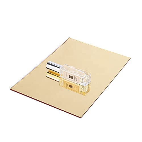 Image of 2MM Acrylic Mirror Sheet, 1 /16'' Gold 12 inch x 12 inch Mirrored Acrylic Lucite Plexiglass Sheet (Actual Size 11.875 inch x 11.875 inch)